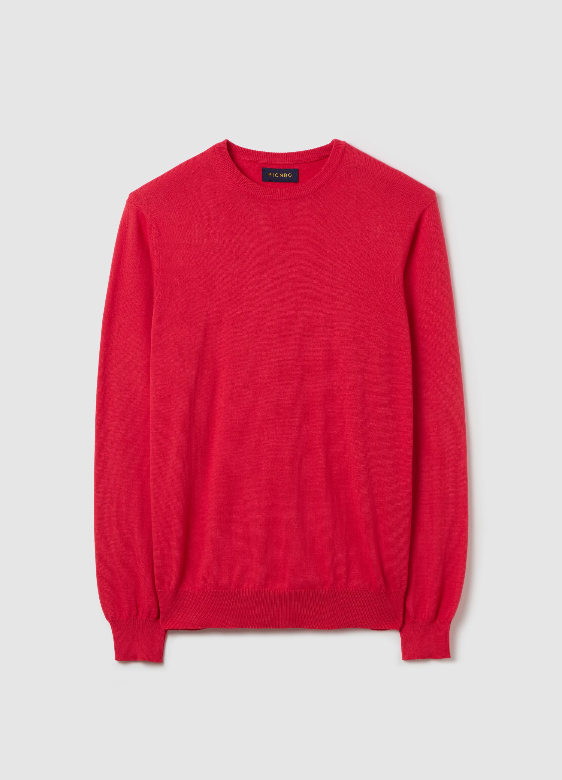 Solid colour pullover with round neck