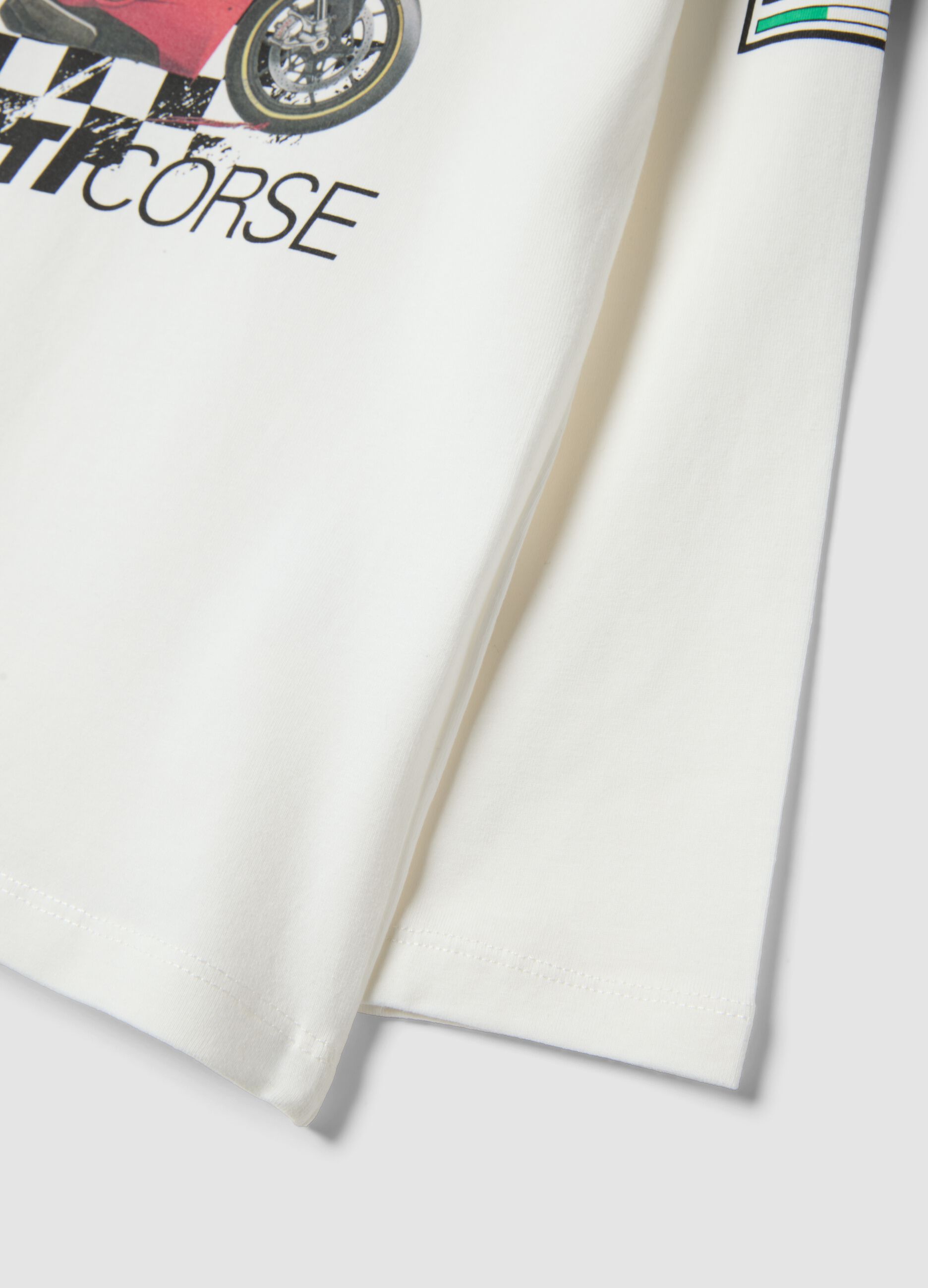 T-shirt bianca in cotone elasticizzato con stampa Ducati per bambino