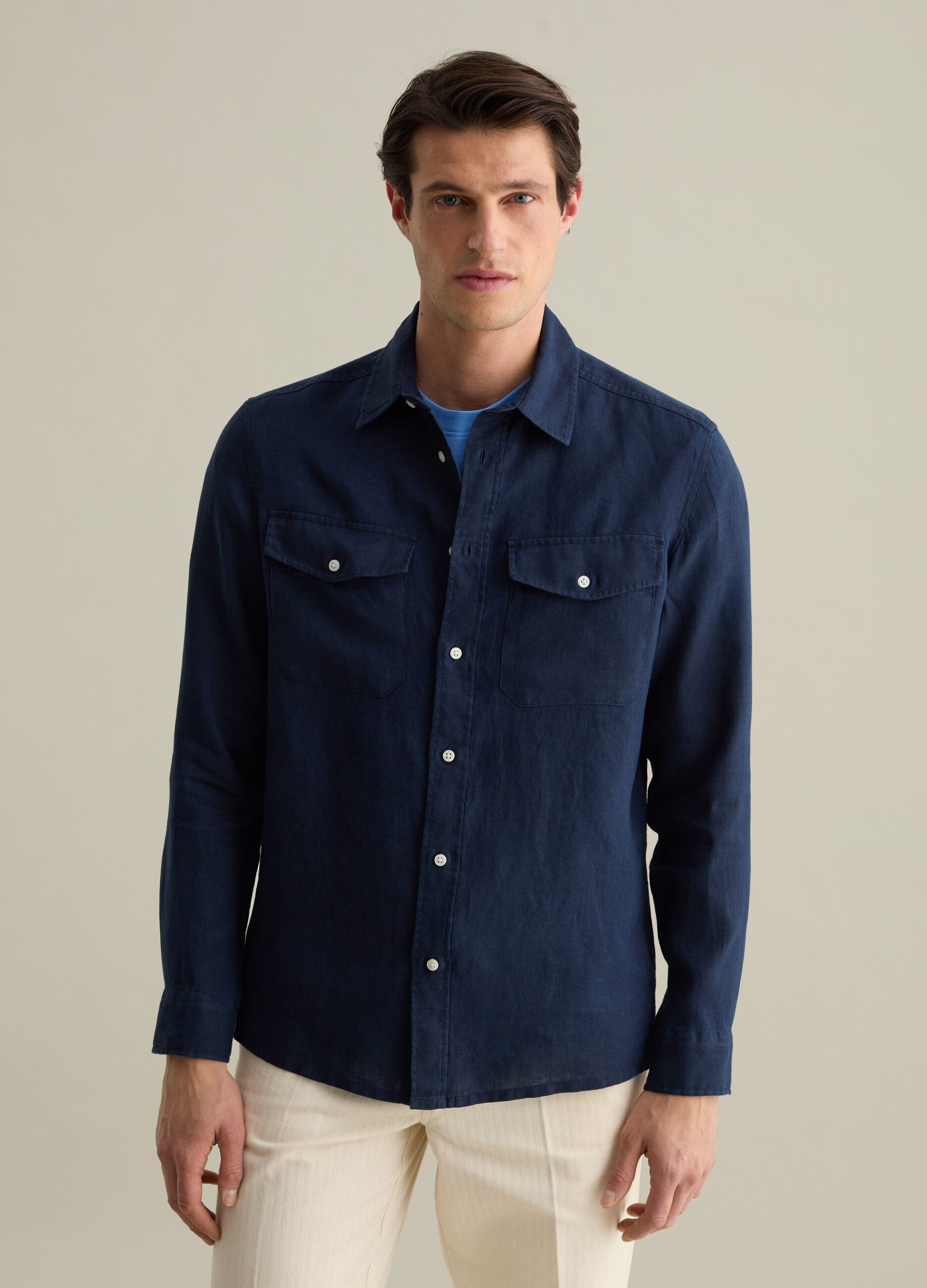 Regular-fit shirt in linen