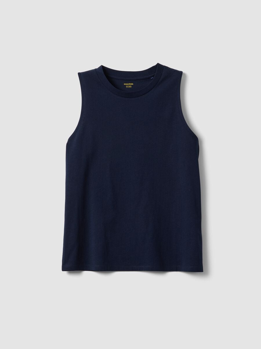 Tank top blu in puro cotone_4