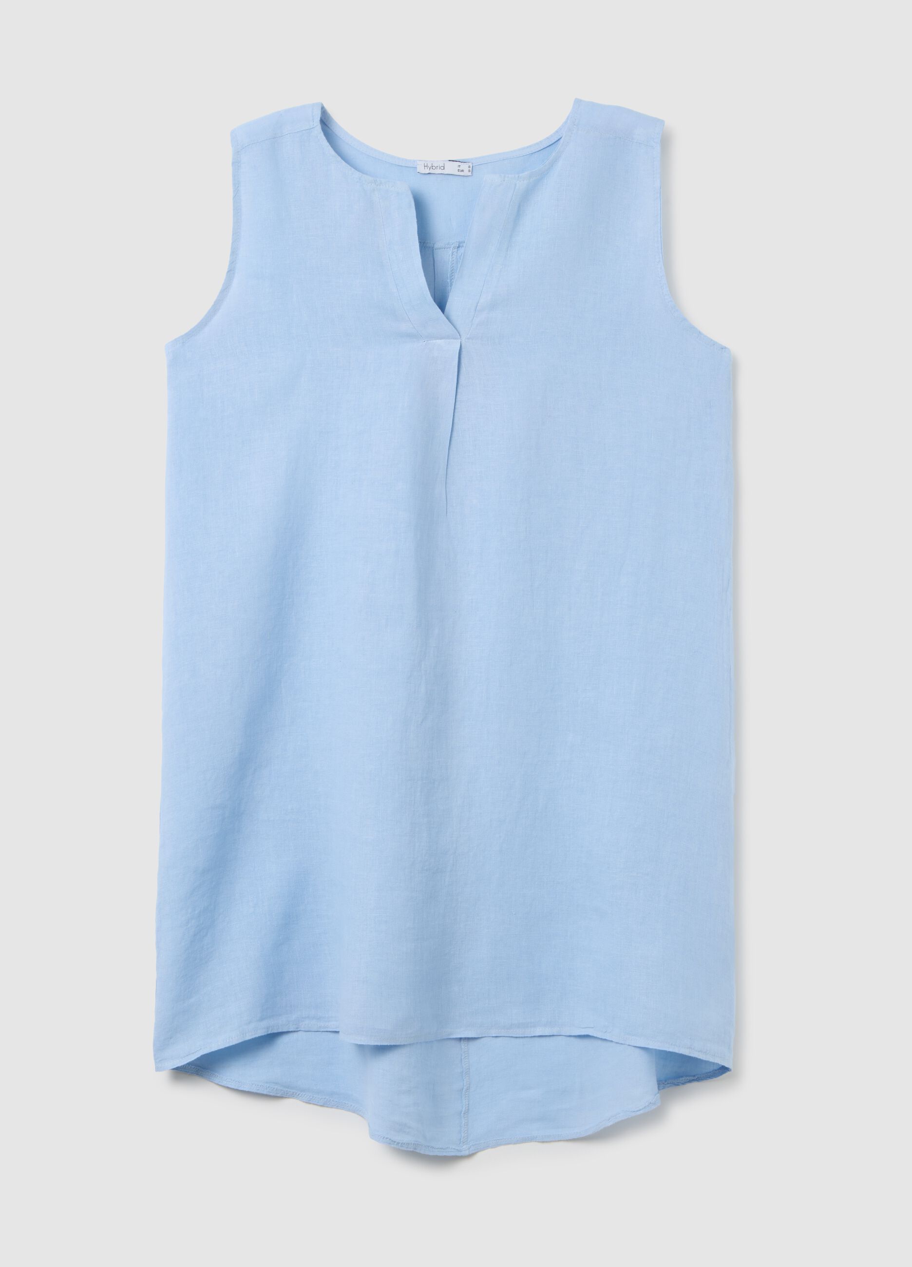 Women's dress in pure azure linen regular fit