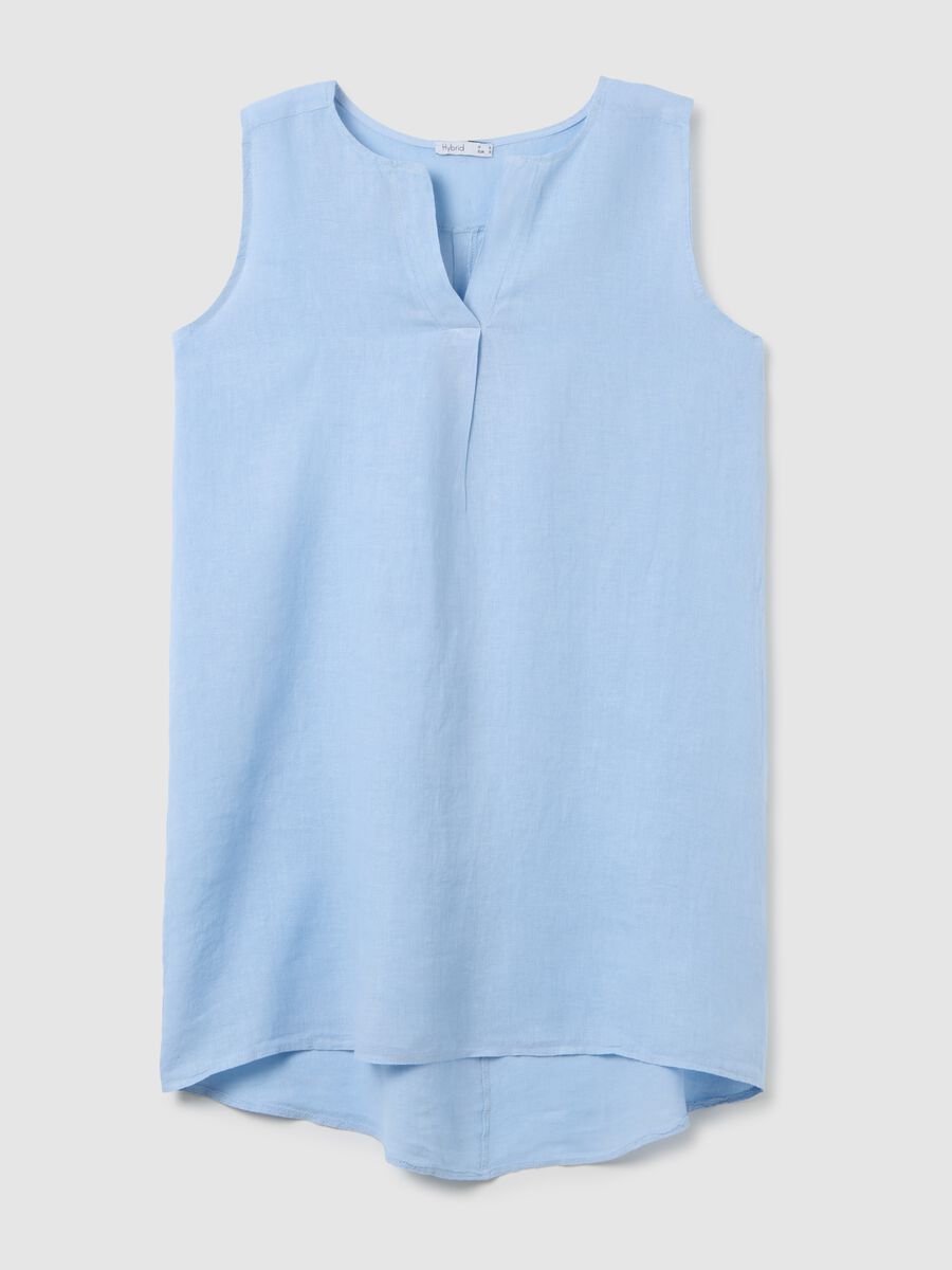 Women's dress in pure azure linen regular fit_4