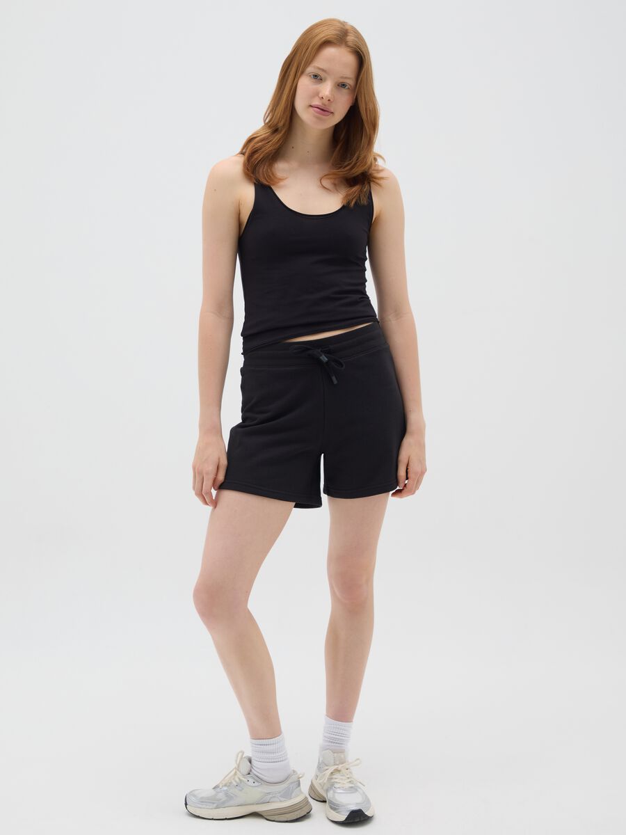 Women's Black Stretch Cotton Tank Top Regular Fit_1