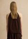 Brown pure cotton blouse regular fit with floral embroidery_3