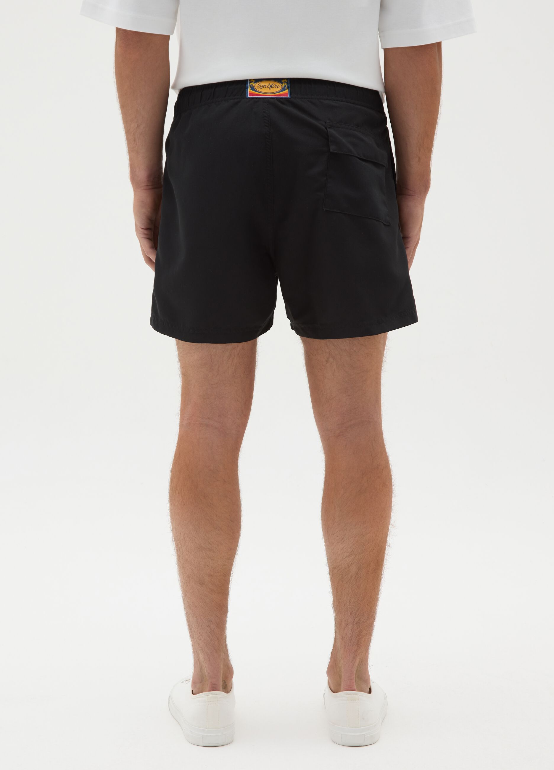 Men's black regular fit shorts
