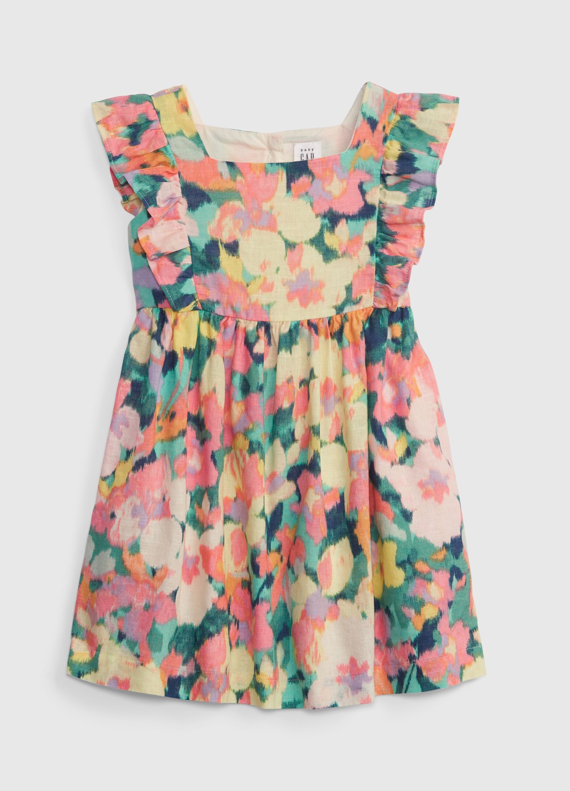 Floral dress in linen and cotton