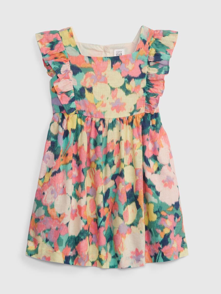 Floral dress in linen and cotton_0