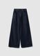 Blue Denim Wide Leg Trousers in Cotton Blend_0