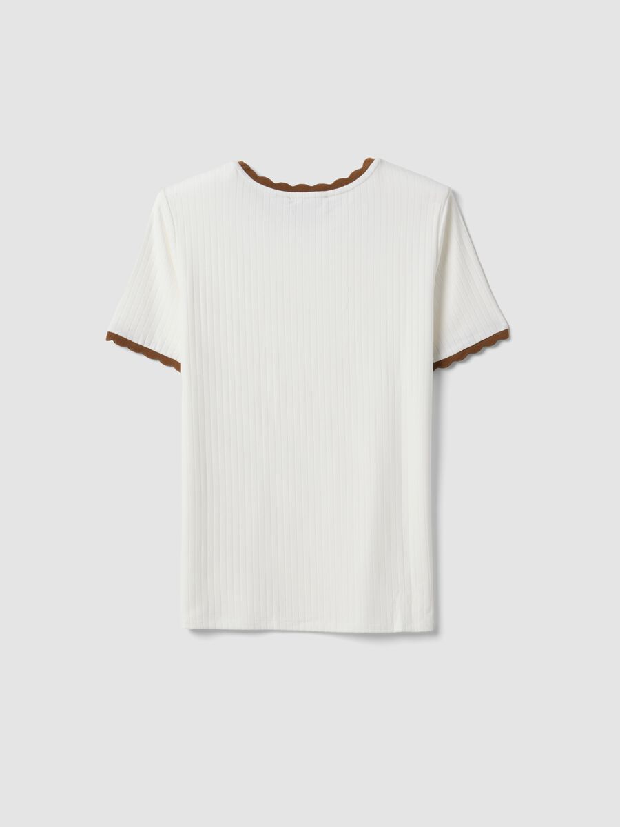 White stretch viscose crew-neck T-shirt with contrast trim_6