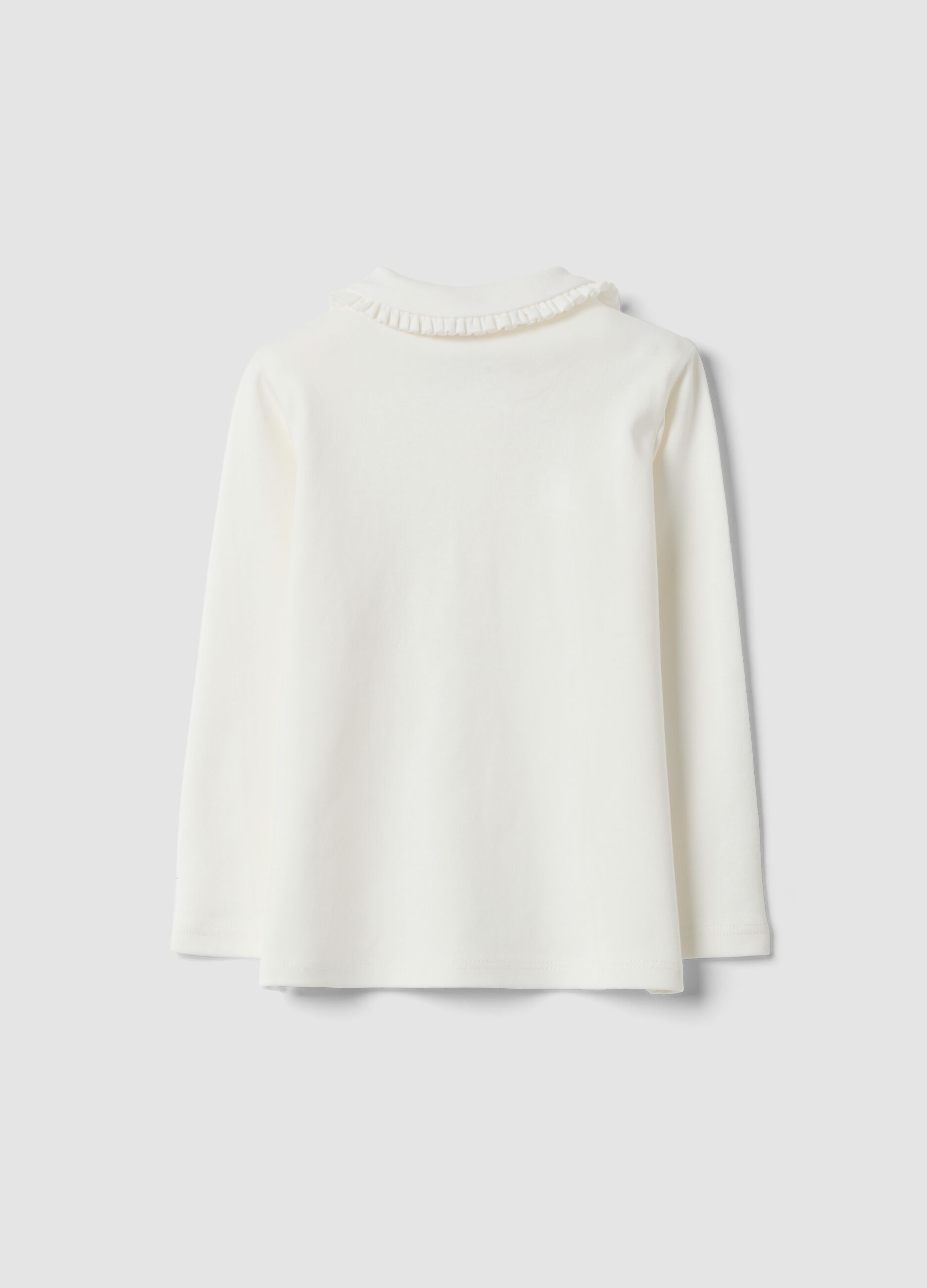 Polo bianca in puro cotone organico a maniche lunghe