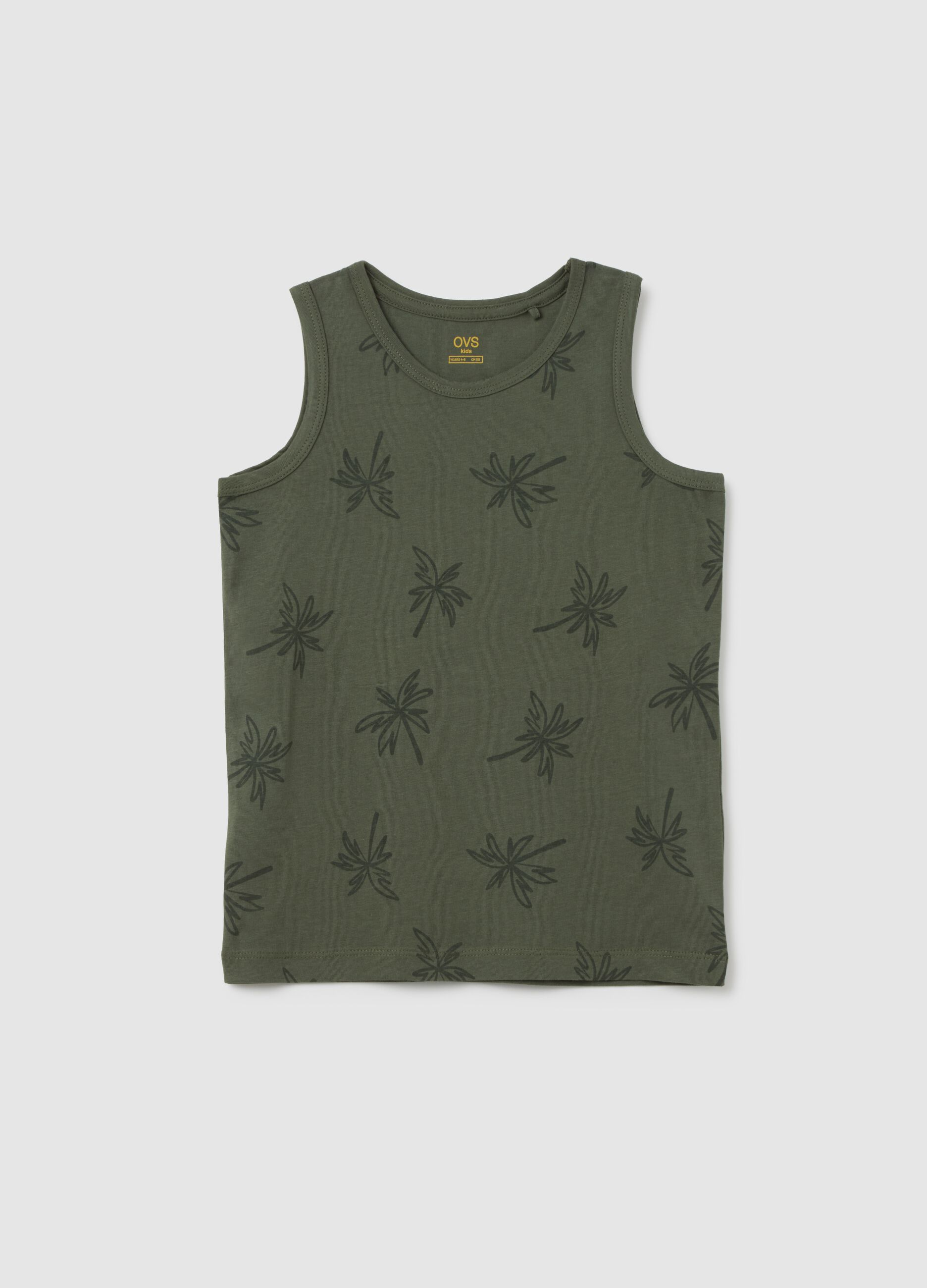 Canotta da bambino in puro cotone verde regular fit con stampa
