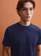 Blue pure cotton crew-neck T-shirt, regular fit_0