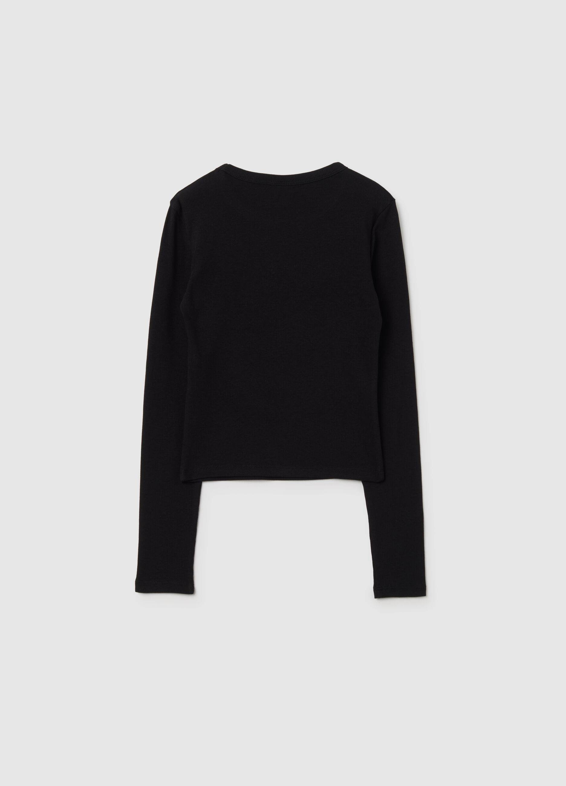 Girl's black regular fit stretch cotton top