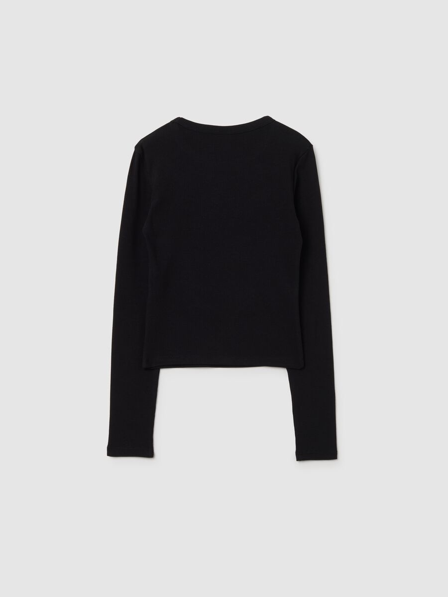 Girl's black regular fit stretch cotton top_4
