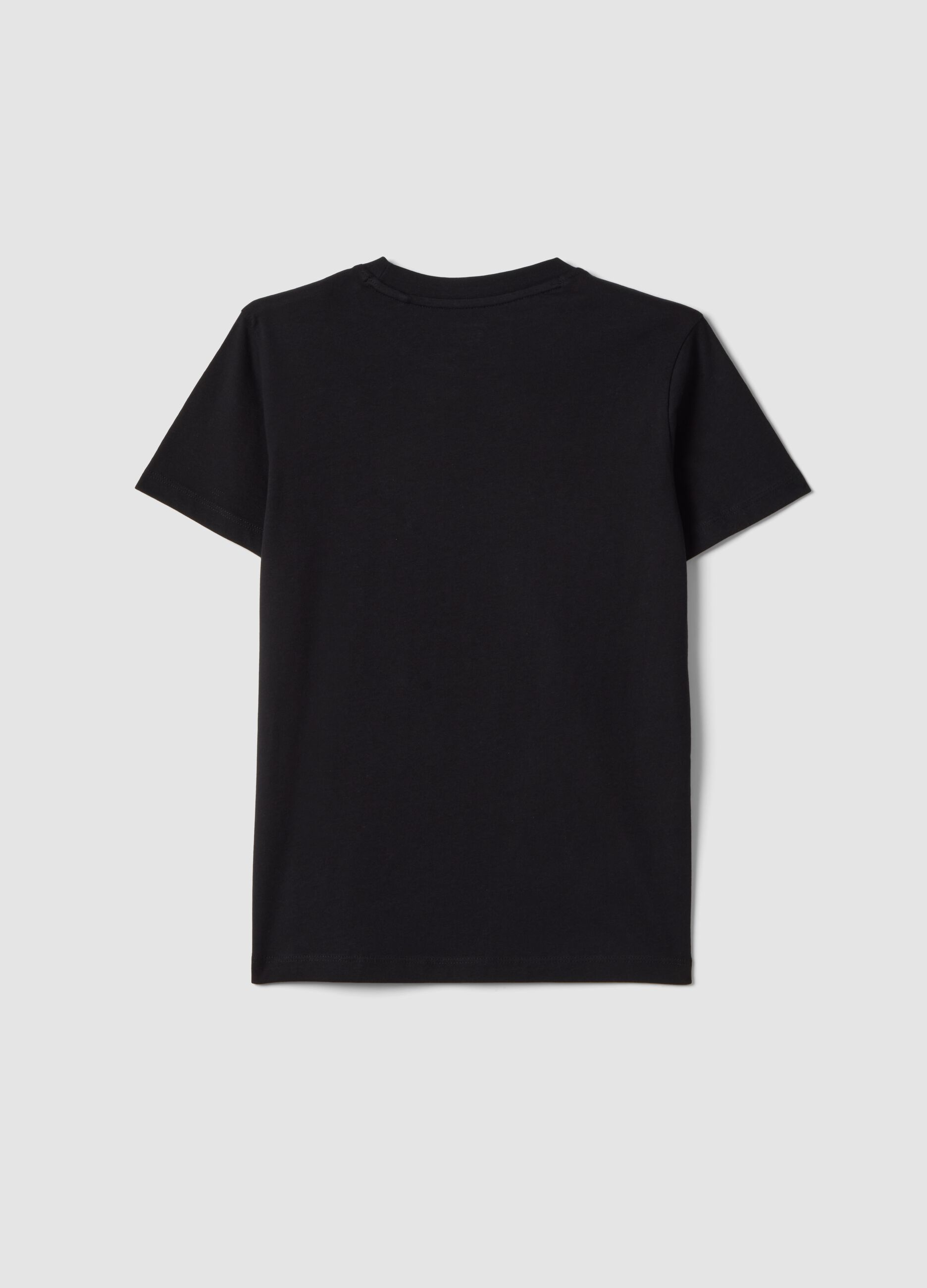 Boys&rsquo; black pure cotton regular fit T-shirt