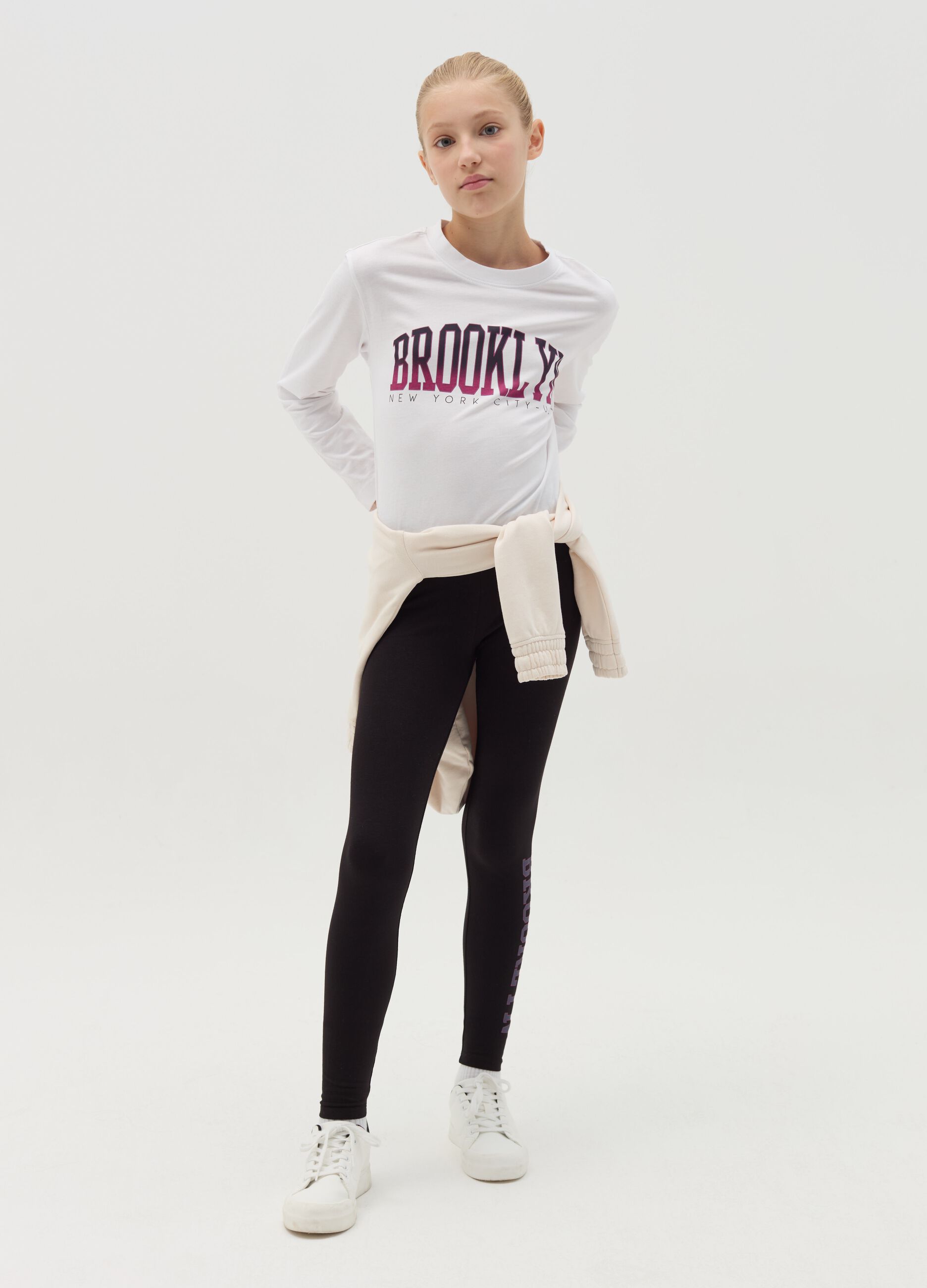 Printed stretch cotton leggings