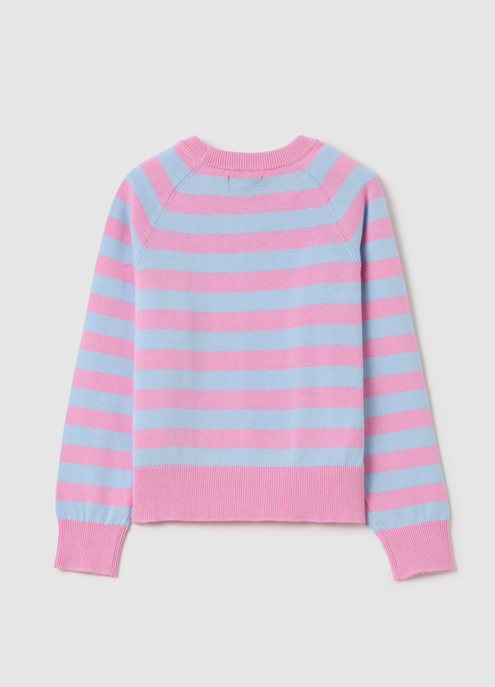 Pullover in cotone a righe con ricamo logo