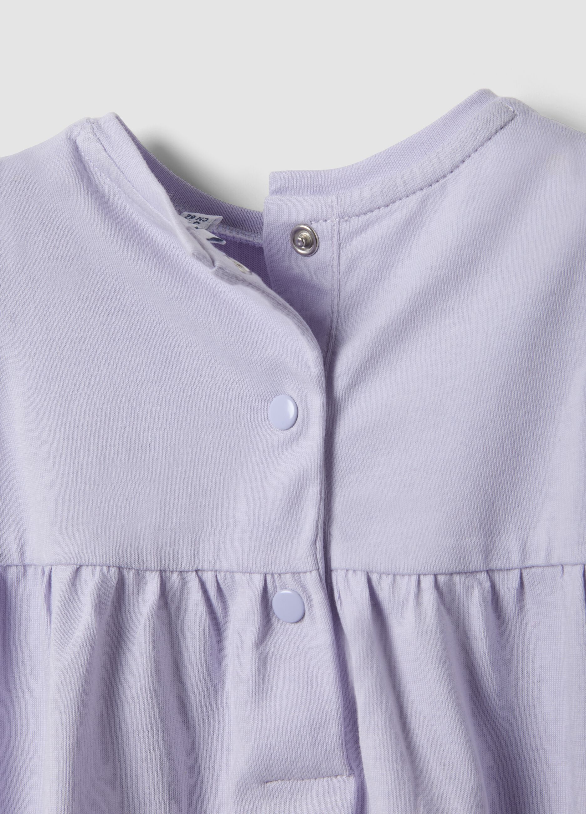 Purple pure cotton romper with ruffle sleeves for baby girl