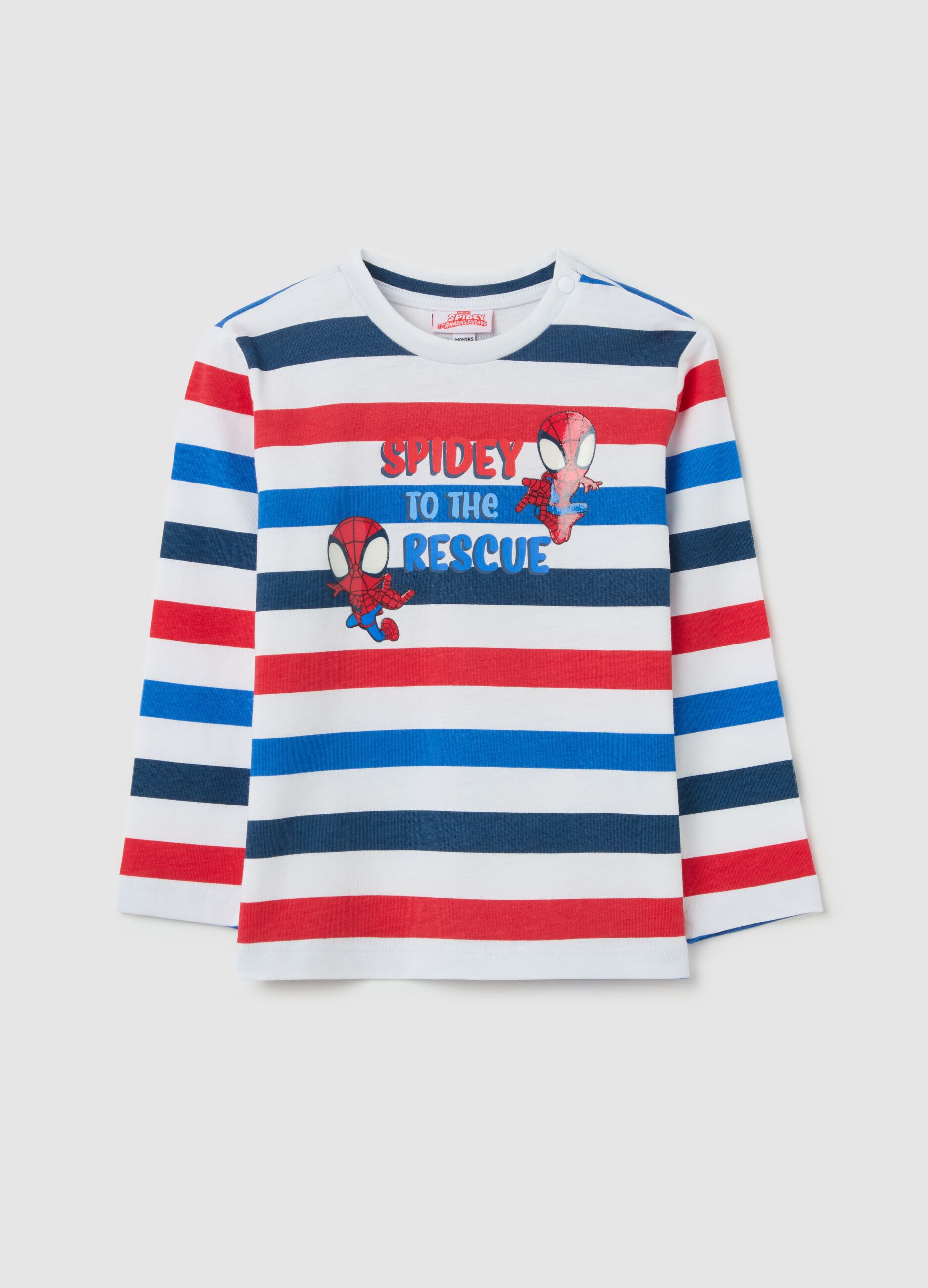 T-shirt maniche lunghe a righe stampa Spidey