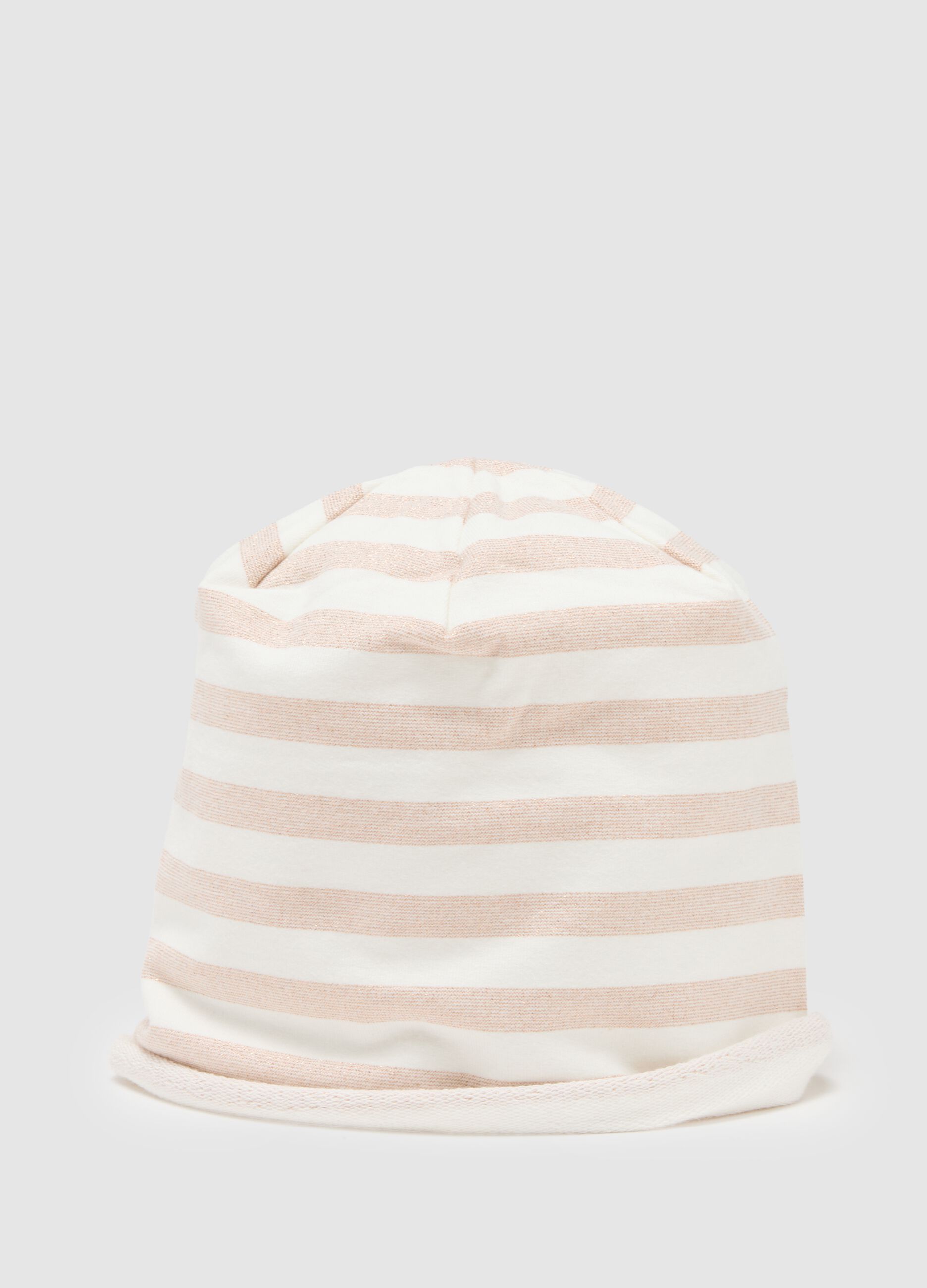 Elasticated Pink Striped Hat for Girls