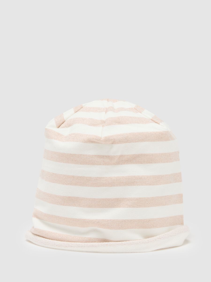 Elasticated Pink Striped Hat for Girls_2