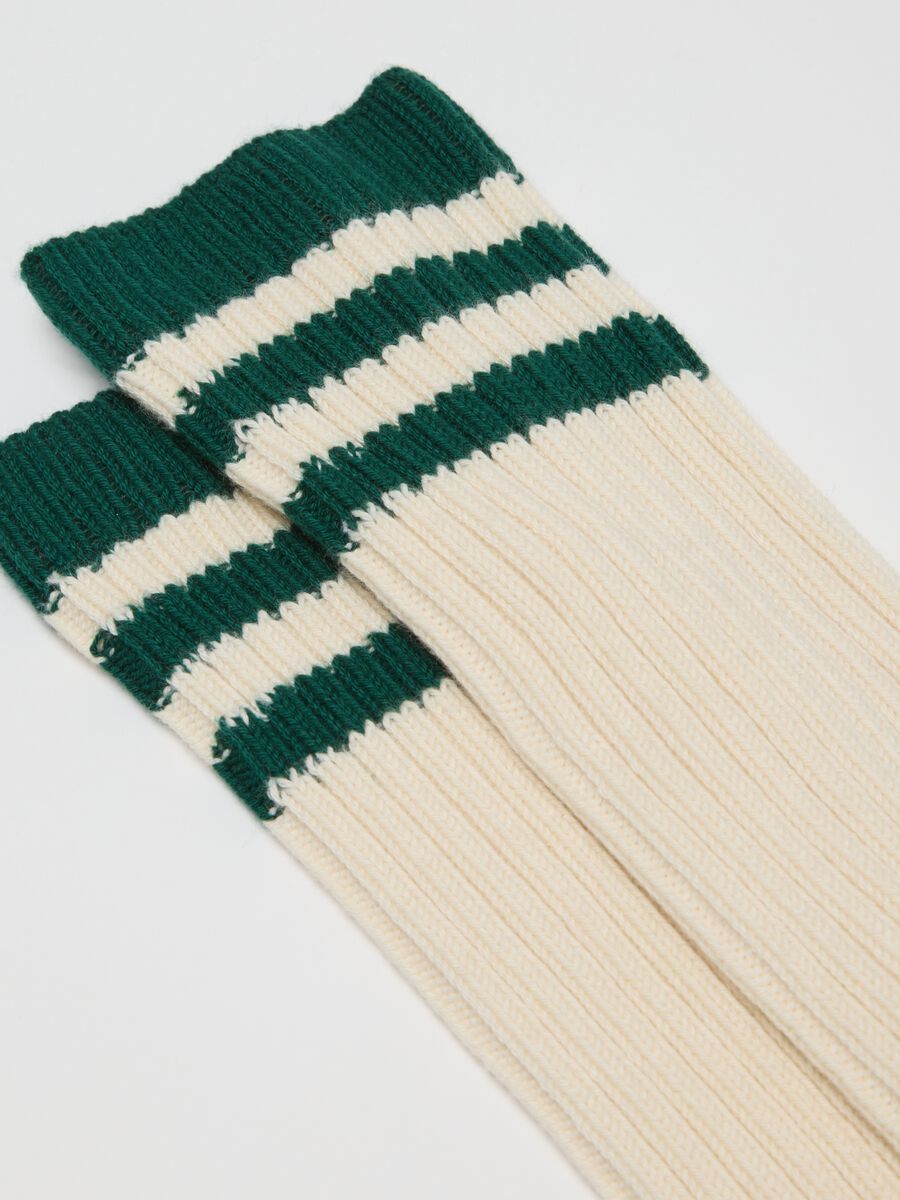 Beige stretch cotton tennis socks_1