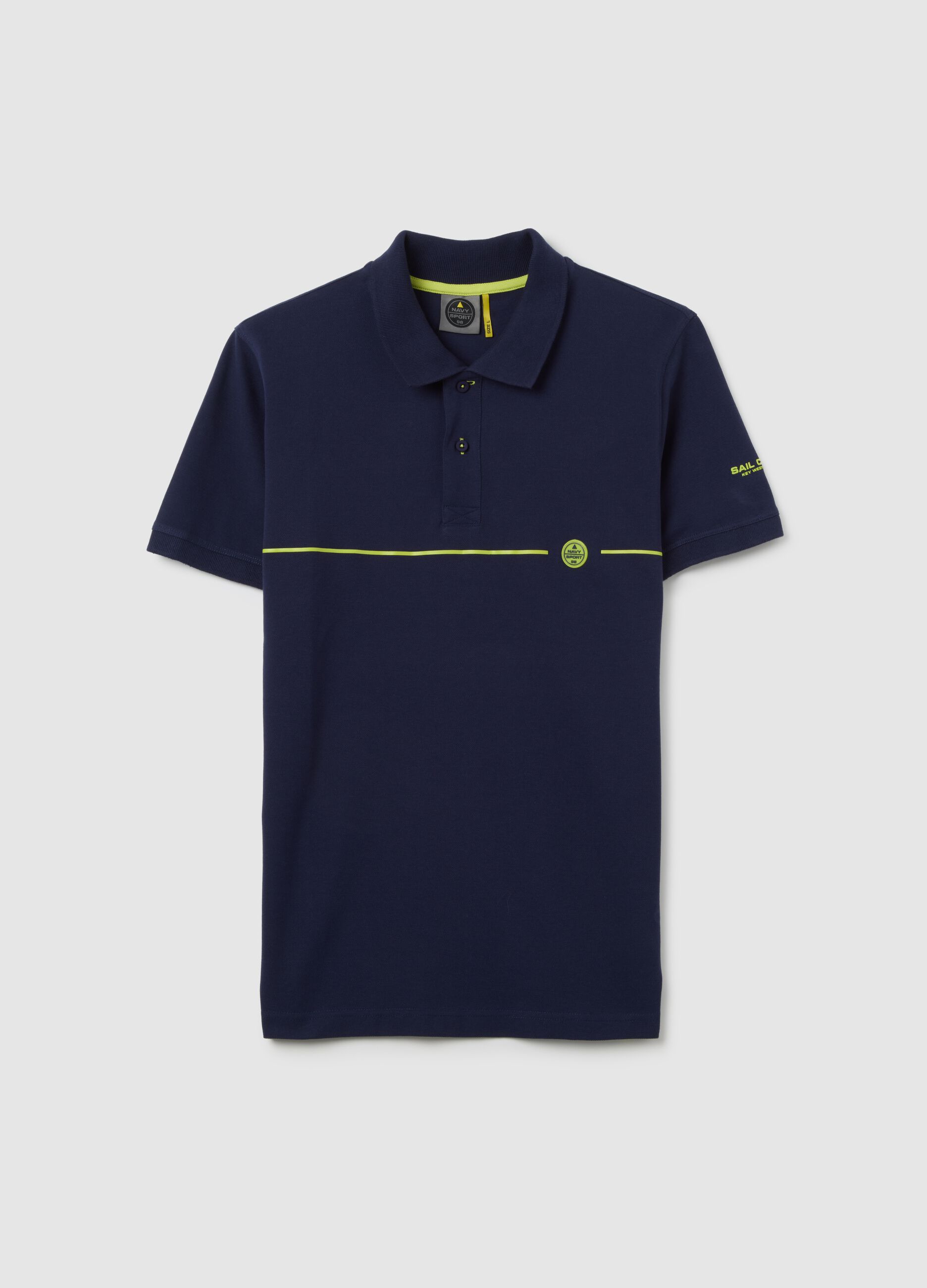 Polo da uomo in puro cotone blu navy