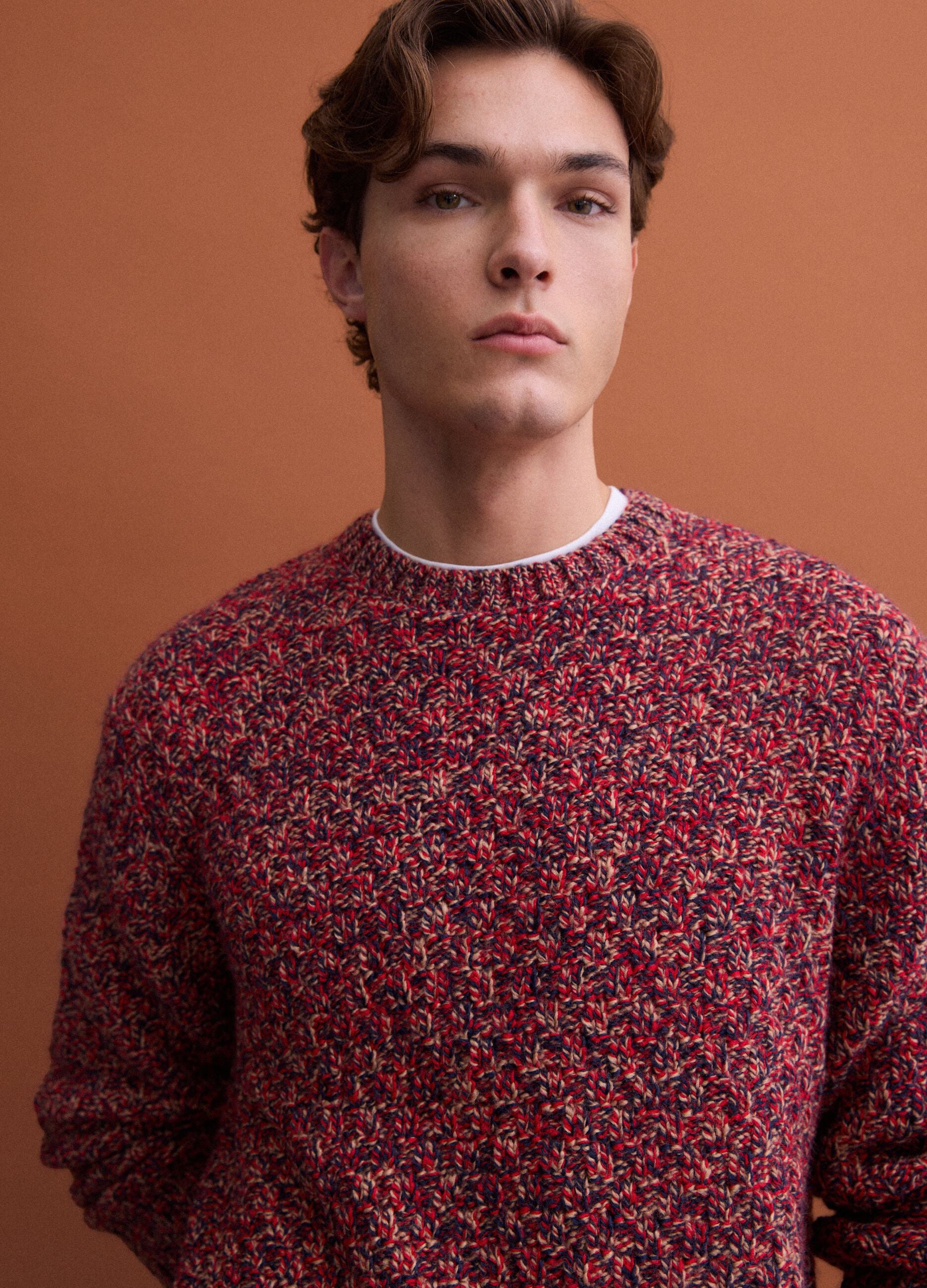 Multicolour regular-fit wool-blend crew-neck jumper