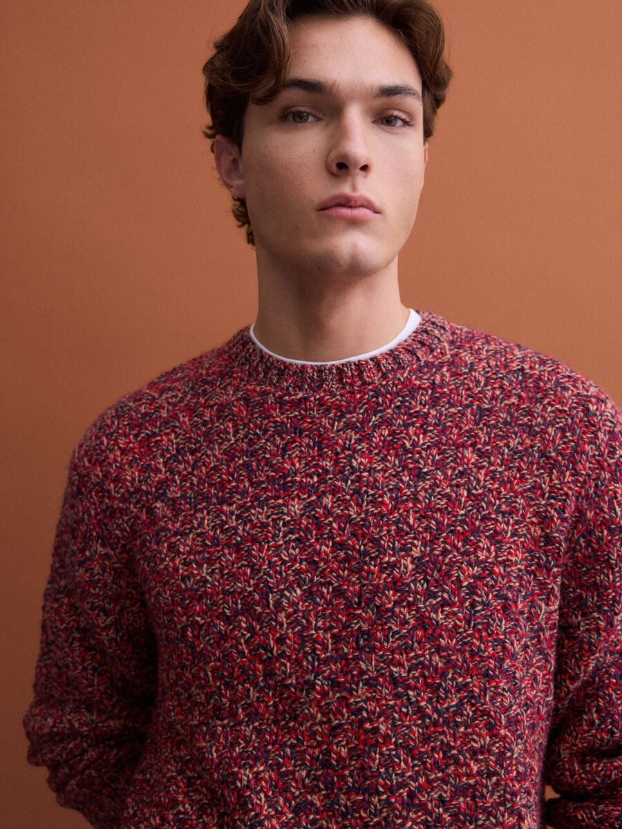 Maglione girocollo multicolor in misto lana regular fit_0