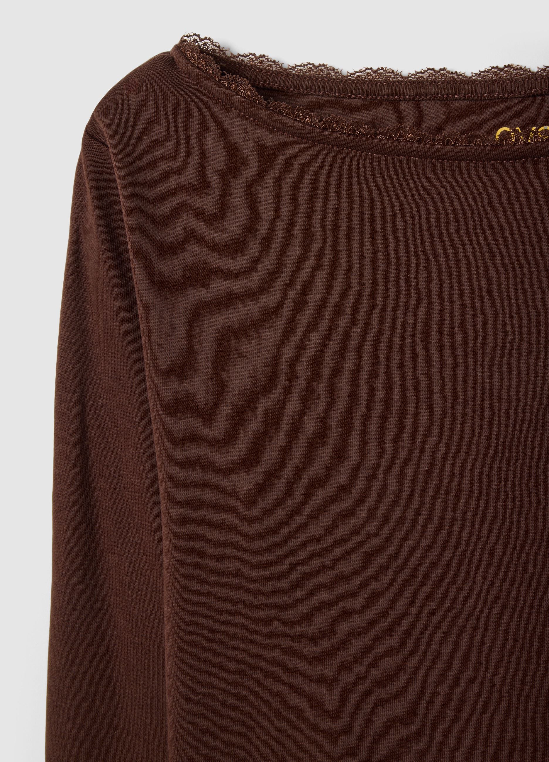 Brown pure cotton regular fit t-shirt