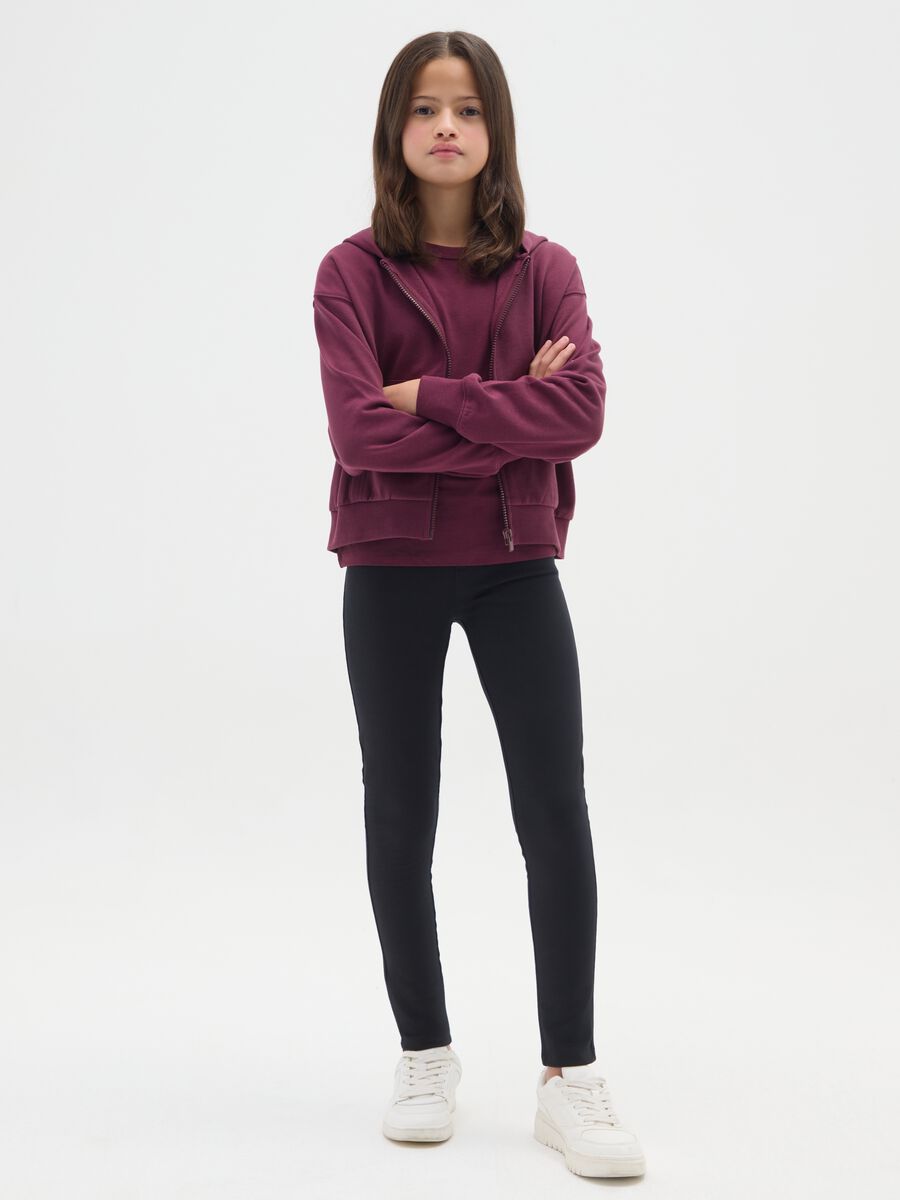 Treggings da ragazza in cotone elasticizzato neri slim fit_0