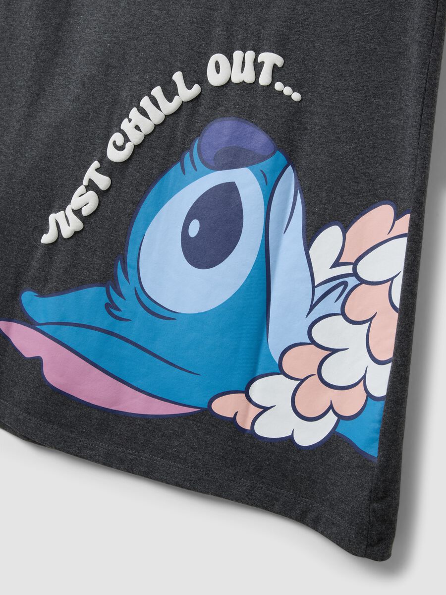 Camicia da notte grigia in puro cotone con stampa Stitch_1