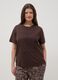 Brown pure cotton regular fit t-shirt with applied flower_1
