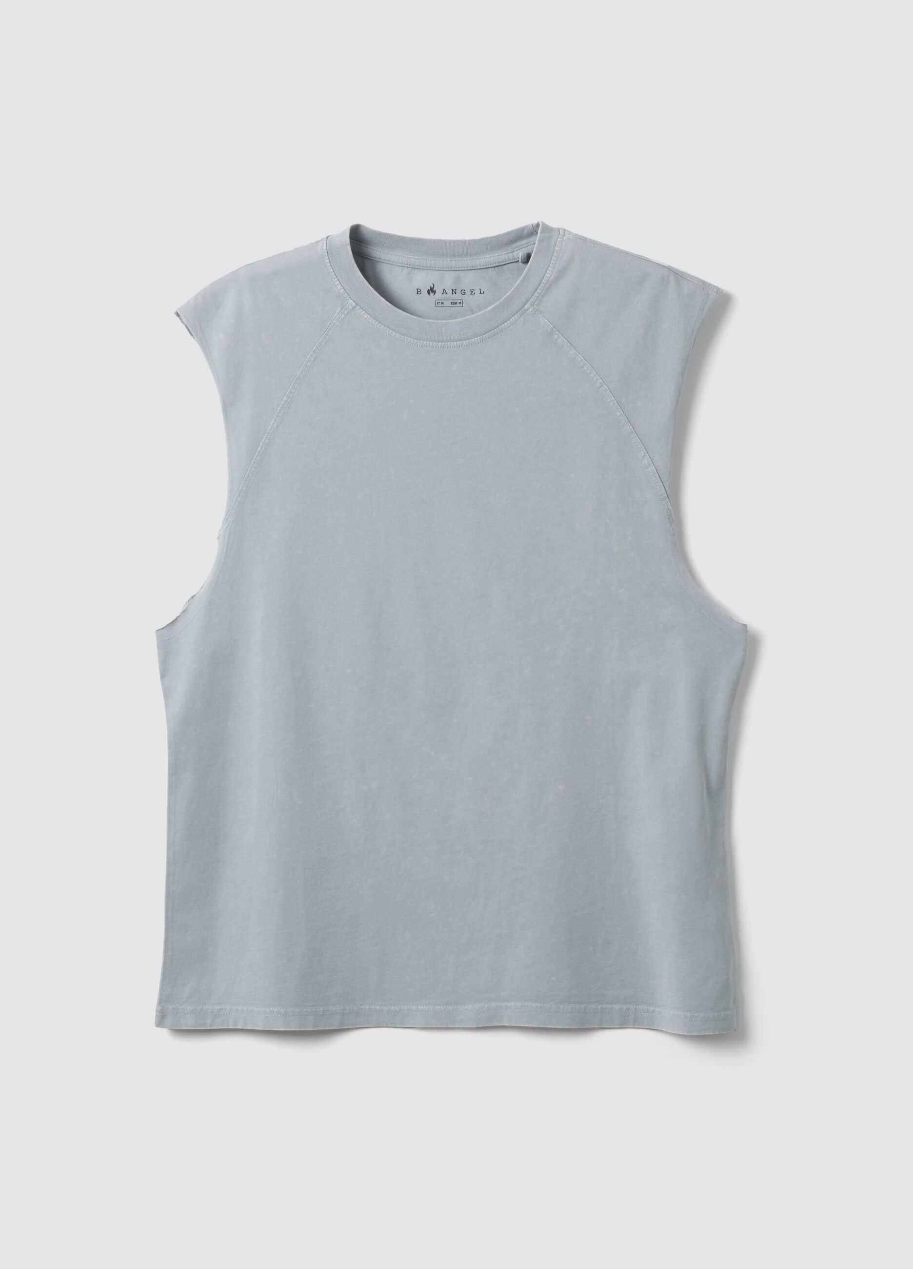 Light blue pure cotton regular-fit tank top