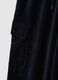 Black cotton blend wide leg cargo trousers_1