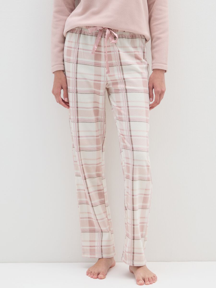 Pink fleece pyjama trousers regular fit_1
