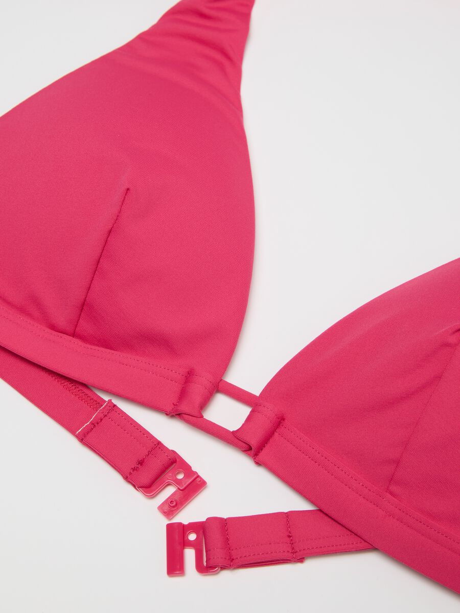 Women’s bikini top in pink stretch fabric_5