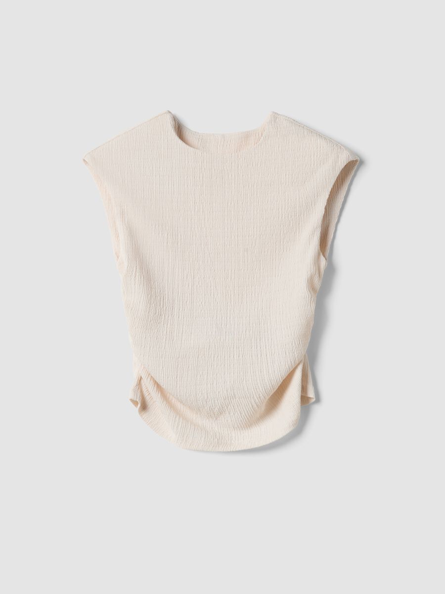 Top senza maniche elasticizzato bianco regular fit_0