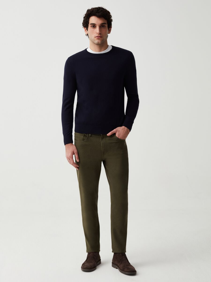 Five-pocket stretch cotton trousers_0
