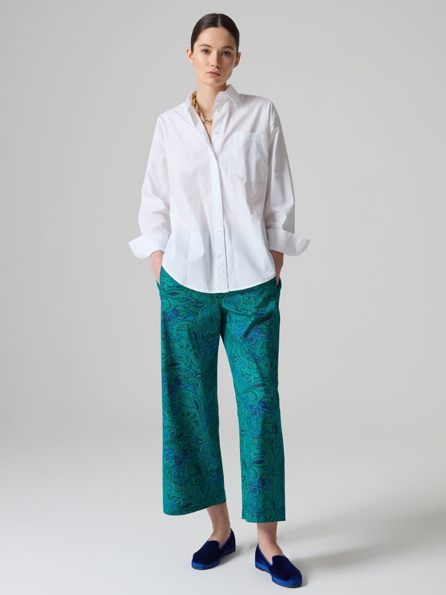 Pantalone crop wide leg con stampa paisley_0