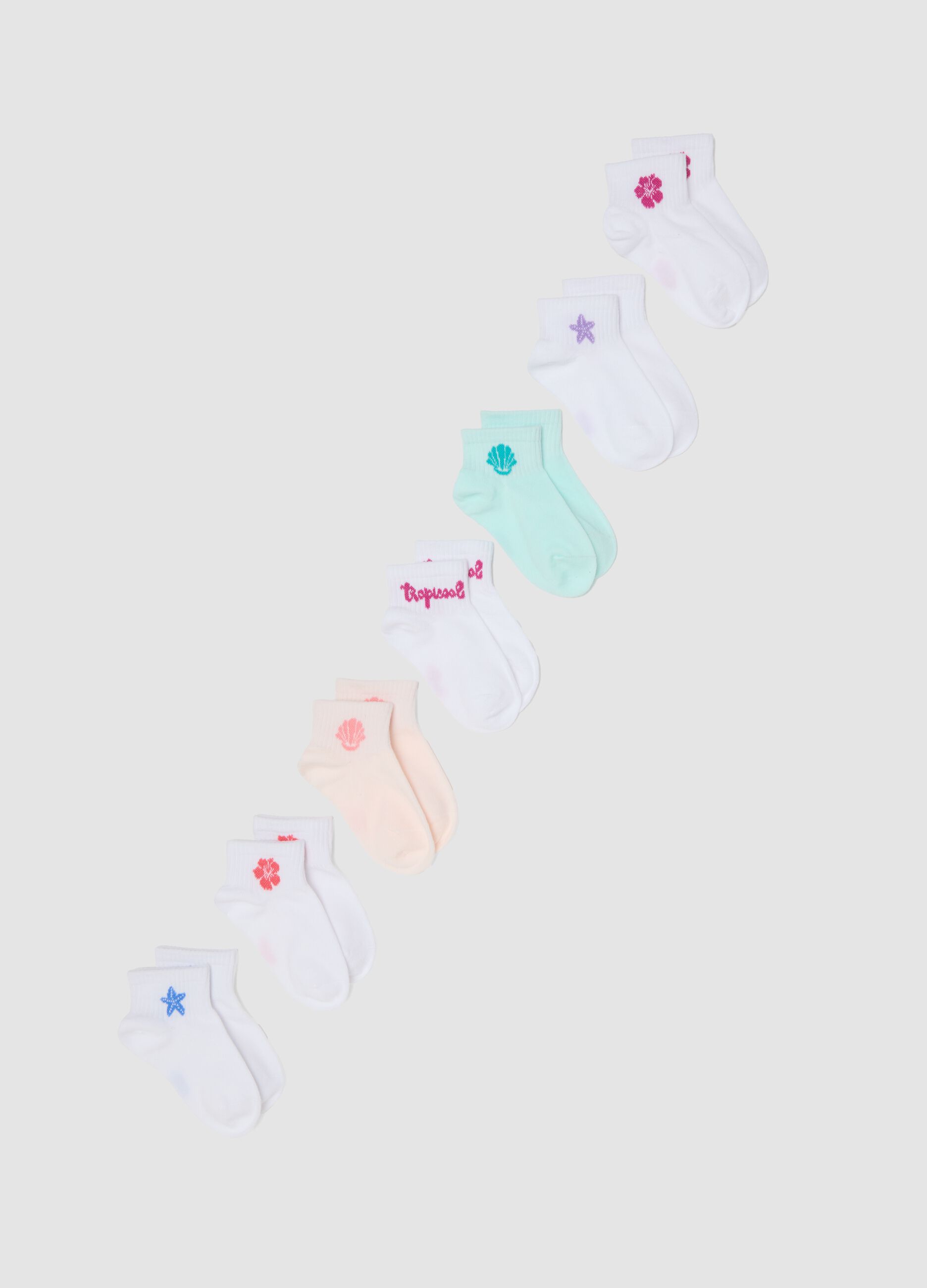 Girls&rsquo; multicolour stretch cotton-blend multipack socks