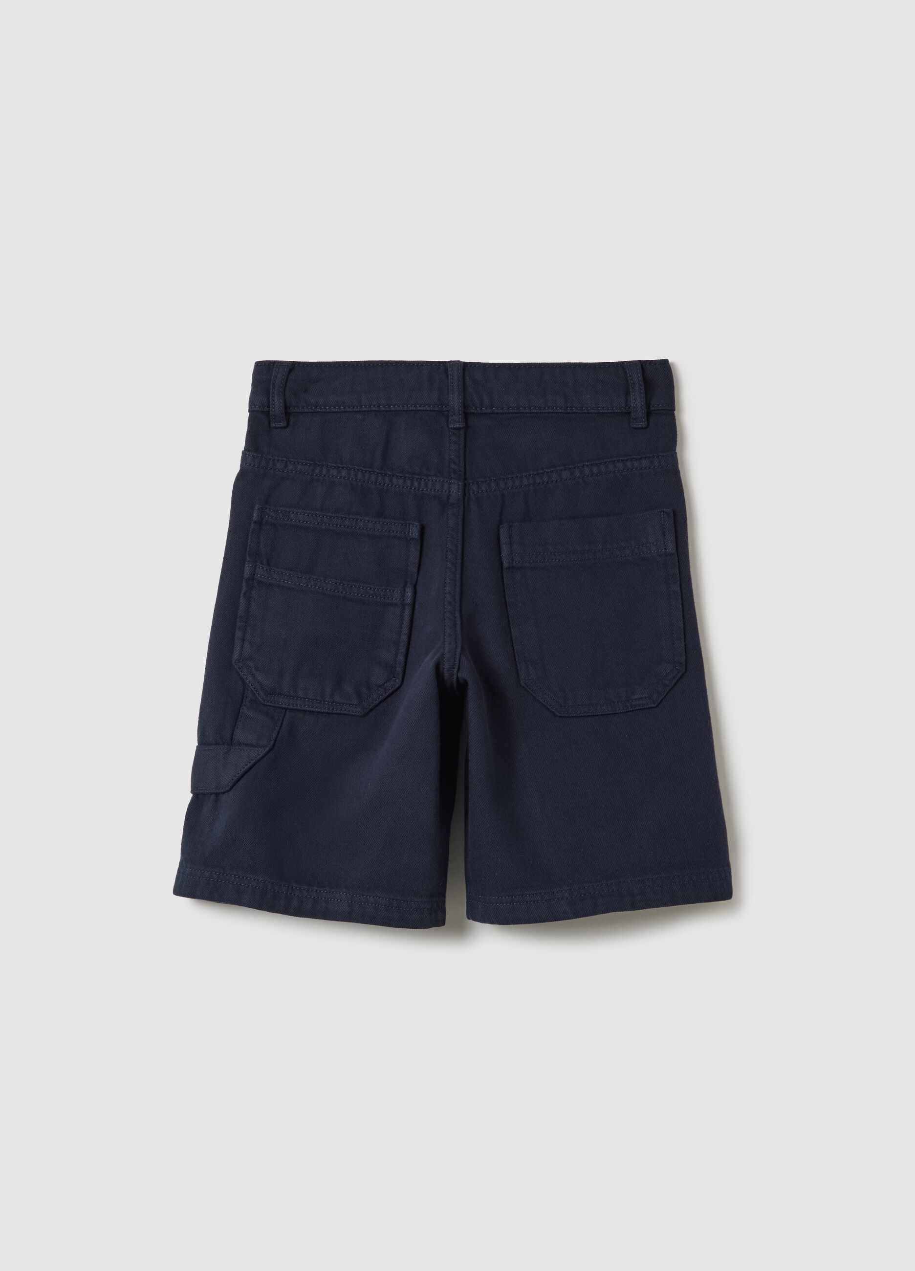 Blue Bermuda shorts in drill with five pockets