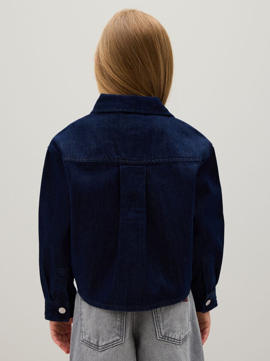 Camicia da bambina in puro cotone blu oversize_2
