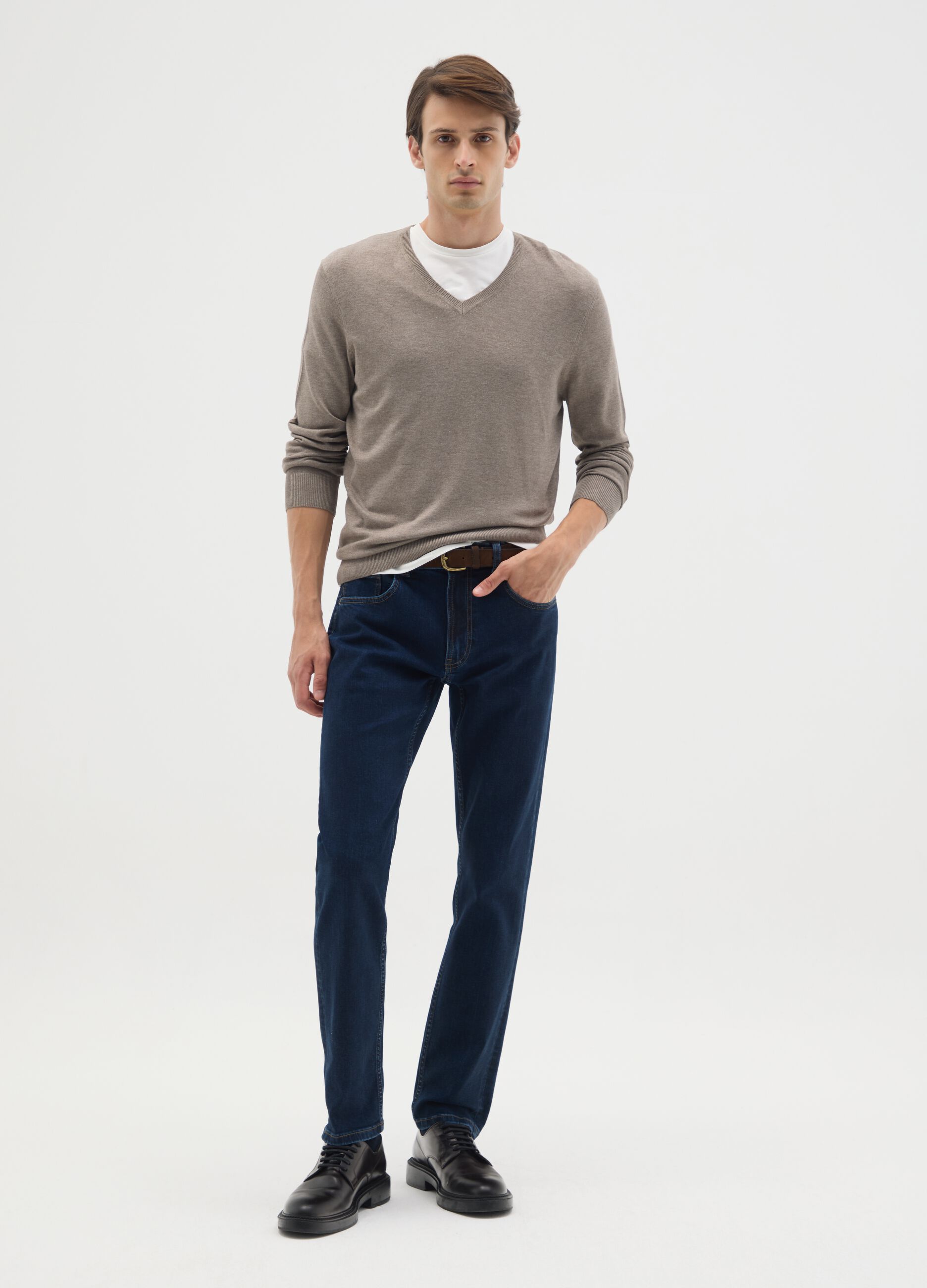 Beige mixed regular fit sweater