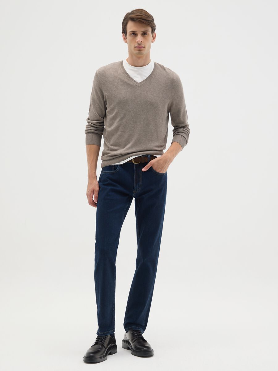 Beige mixed regular fit sweater_1