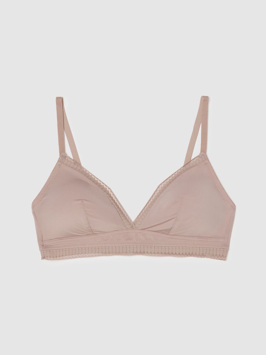 Reggiseno a triangolo beige in tessuto elasticizzato_0