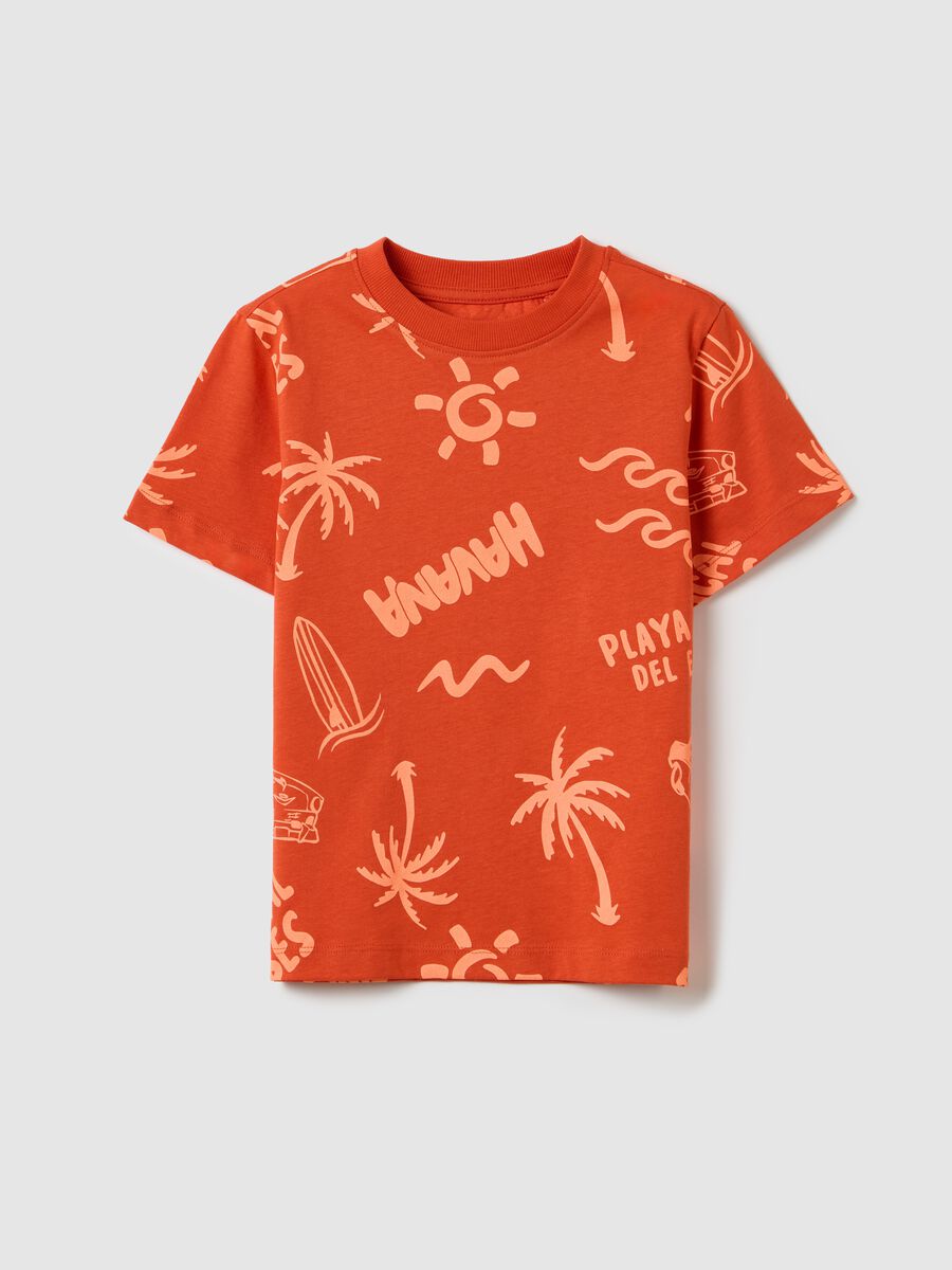 Orange T-shirt with Tropical Print OVS Kids_0