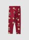 Leggings rossi in cotone organico elasticizzato con stampa orsetti per bambina_1