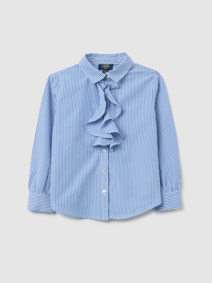 Girl's multicolour regular-fit cotton blend shirt with ruffles_0