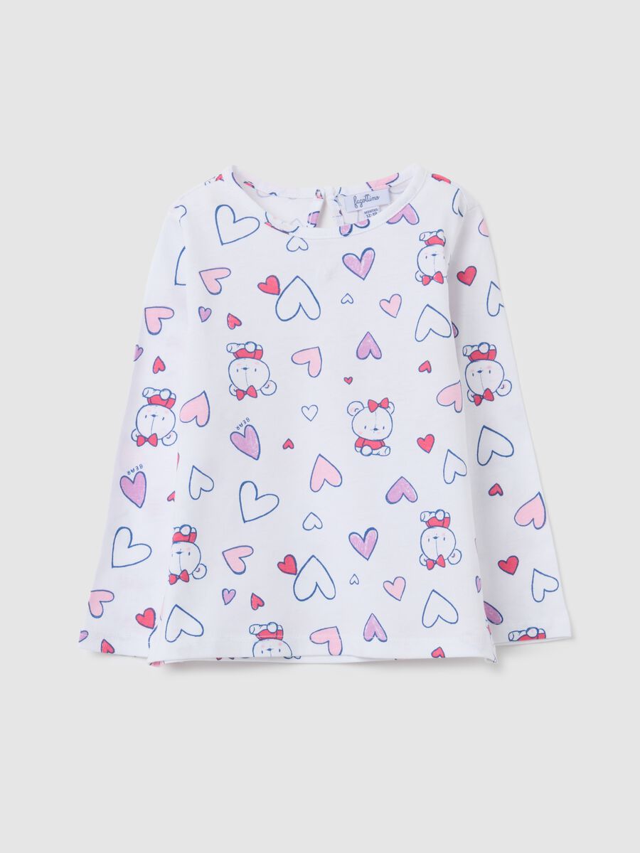 Multicolour regular fit pure cotton girl's T-shirt_0